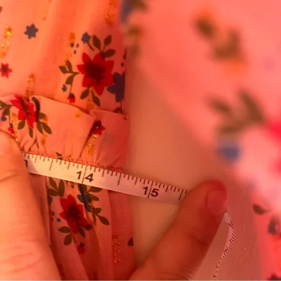 EDDY Julia Puff Sleeve Mini Dress Primrose & Bouquet Floral With Lurex Sz Large